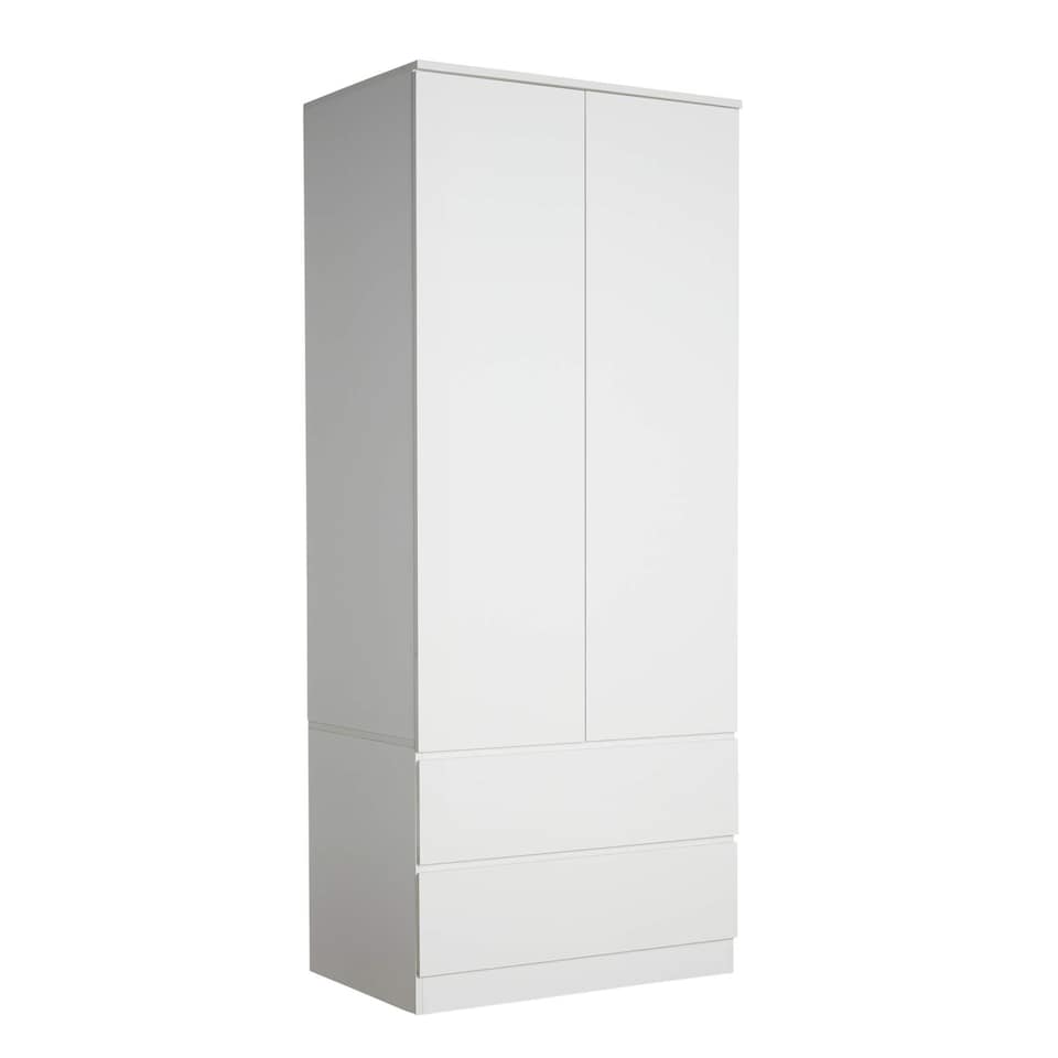 image 1 of Wardrobe 2 Door 2 Drawer Storage Cabinet Modern Home Bedroom Furniture | White