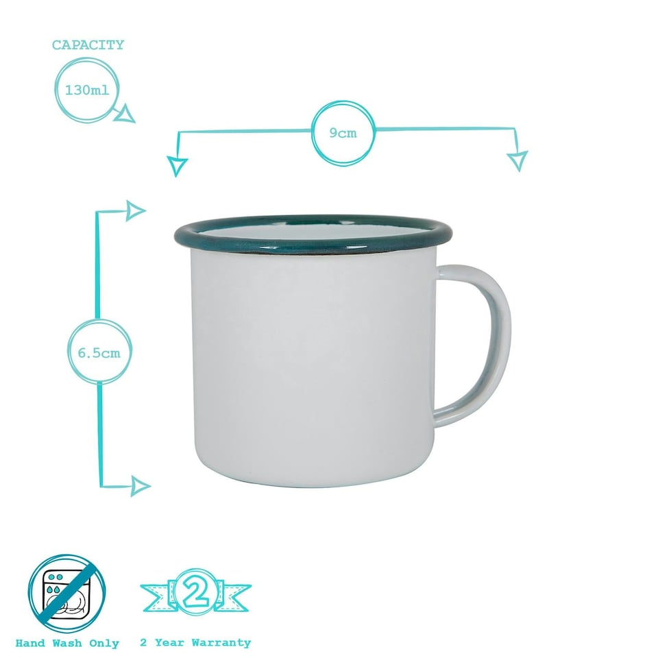image 1 of Argon Tableware White Enamel Mugs - 375ml - Green - Pack of 6 Green
