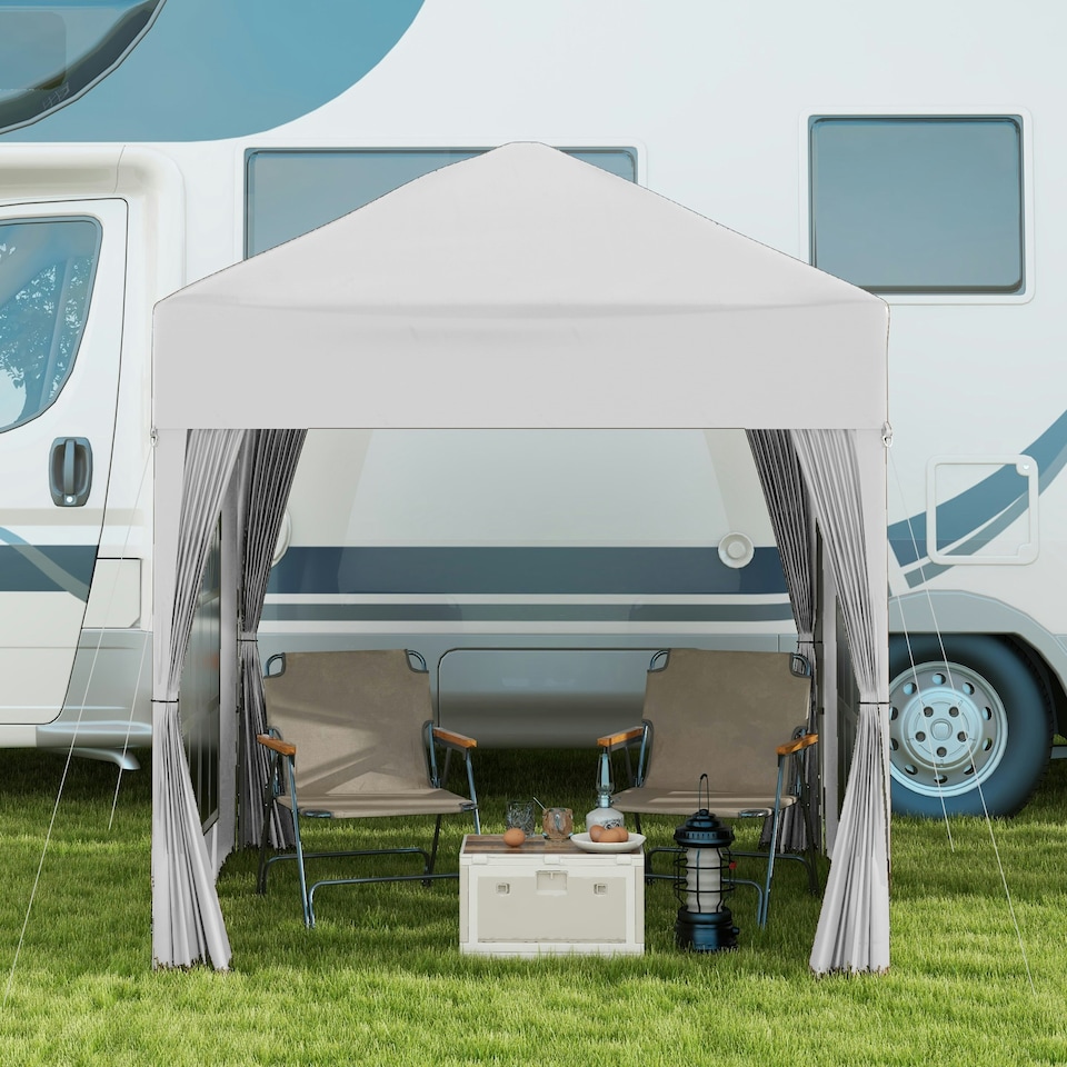image 1 of Outsunny 2mx2m Pop Up Gazebo Party Tent Canopy Marquee with Storage Bag White