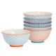 image 1 of Nicola Spring Hand-Printed Cereal Bowls - 16cm - 3 Colours - Pack of 6 | Multi | Multi