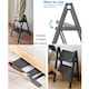 image 5 of Gr8 Home 2 Step Ladder Black Folding Stool Non Slip Heavy Duty Carbon Steel Lightweight