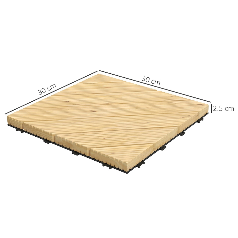 image 1 of Outsunny 9 Pcs Interlocking Flooring Tiles for Patio, Balcony, Hot Tub, Yellow