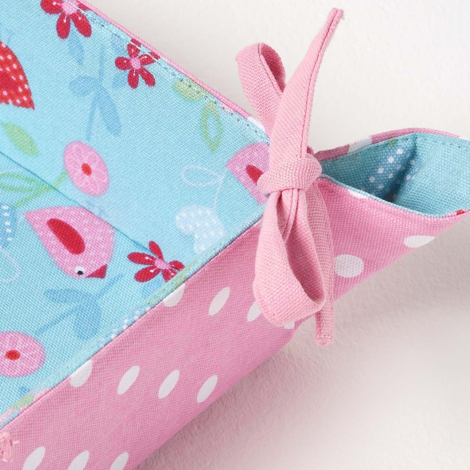 image 1 of Homescapes Bird & Flowers Reversible Bread Basket