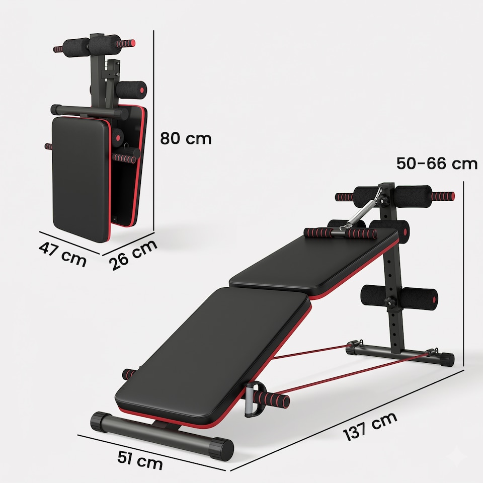 image 1 of HOMCOM Foldable Sit Up Bench 5-Level Adjustable Core Workout for Home Gym Black
