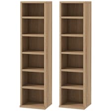 HOMCOM Set of 2 CD Storage Units with Adjustable Shelves Natural