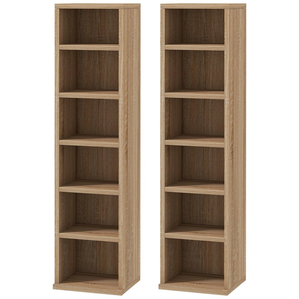 image 1 of HOMCOM Set of 2 CD Storage Units with Adjustable Shelves Natural