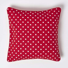Homescapes Cotton Red Polka Dots Cushion Cover - 45 x 45 cm | Red | Red | 45 x 45 cm
