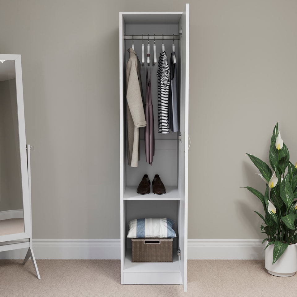 image 1 of Vida Designs Riano 1 Door Wardrobe With Shelf & Clothes Rail, White