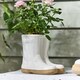 image 1 of White Wellington Boots Plant Pot White