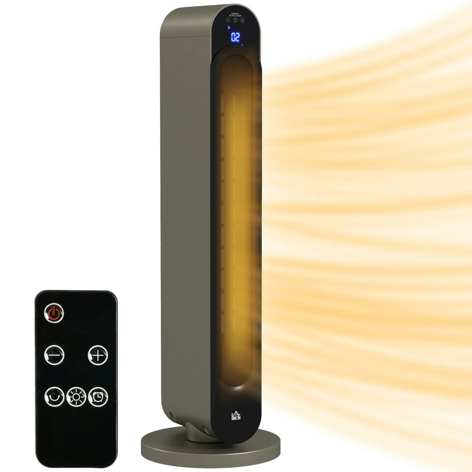 image 1 of HOMCOM 2200W Ceramic Heater for Home with Remote Control, 12H Timer, Silver