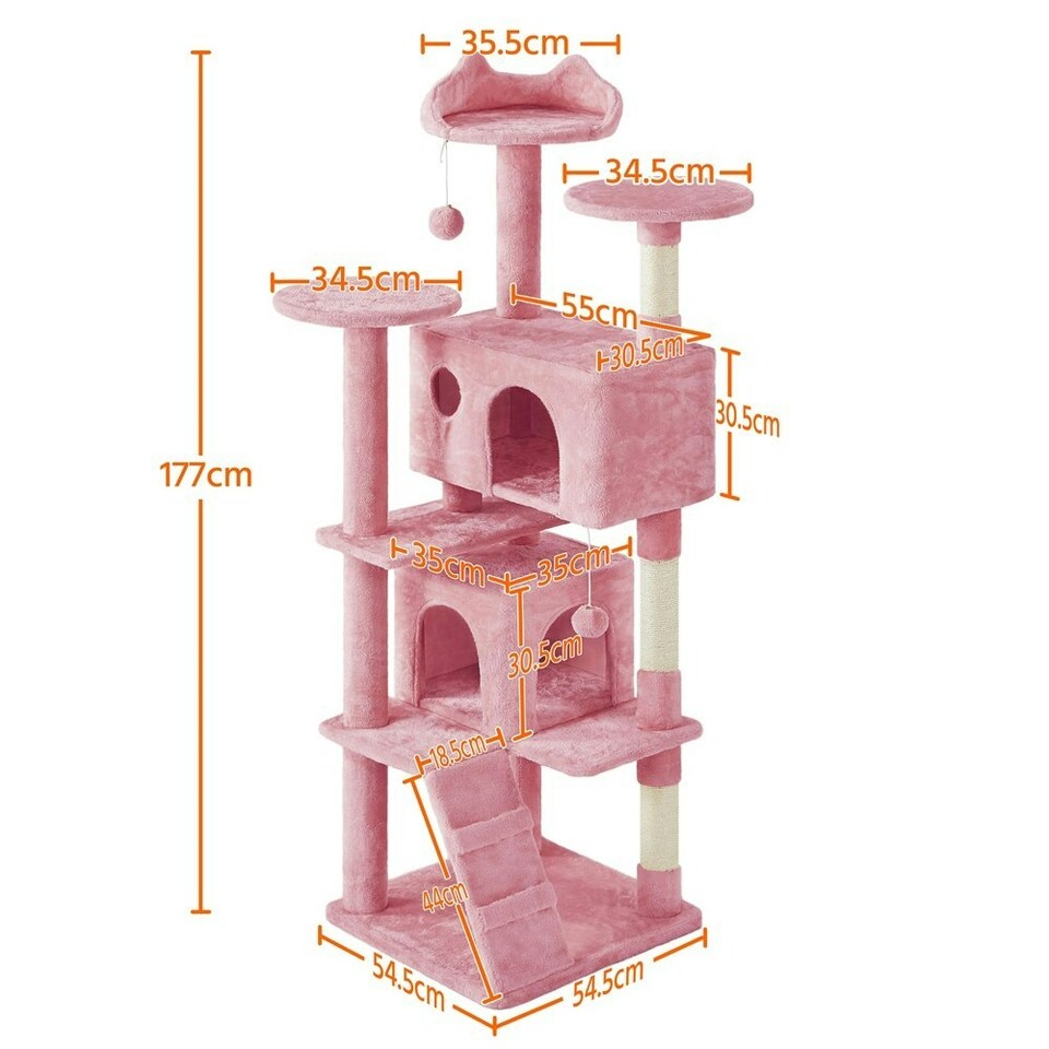 image 1 of Yaheetech 177 cm Cat Tree Tower with Condos and Scratching Posts Pink