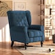 image 2 of HOMCOM Retro Accent Chair, Snow Flannel Wingback Armchair with Wood Frame Button Tufted Design for Living Room Bedroom, Blue