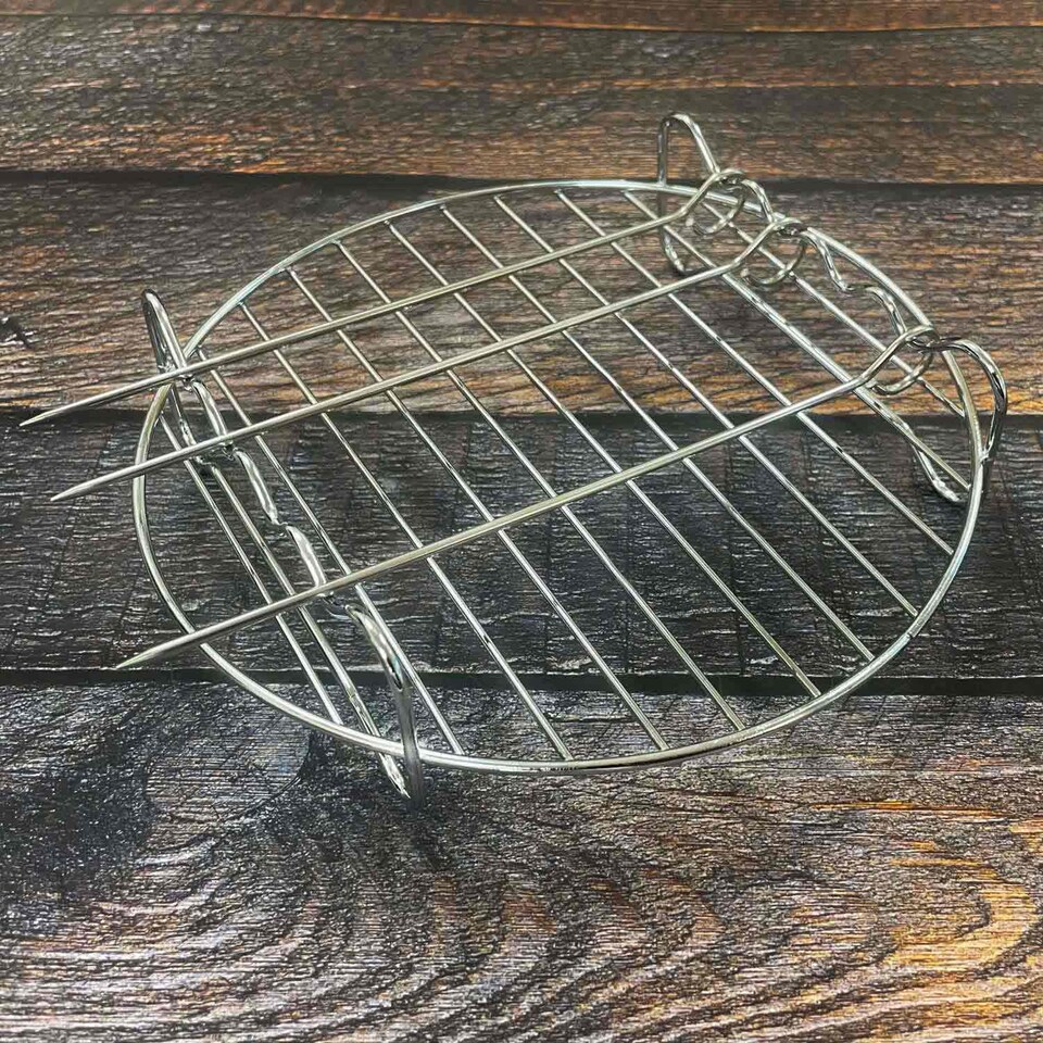 image 1 of PMS Air Fryer Rack with 3 Skewers, Silver
