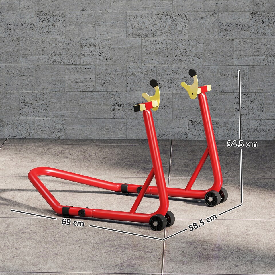 image 1 of HOMCOM Motorcycle Rear Wheel Stand, 544kg Motorcycle Paddock Stand, Red | Red