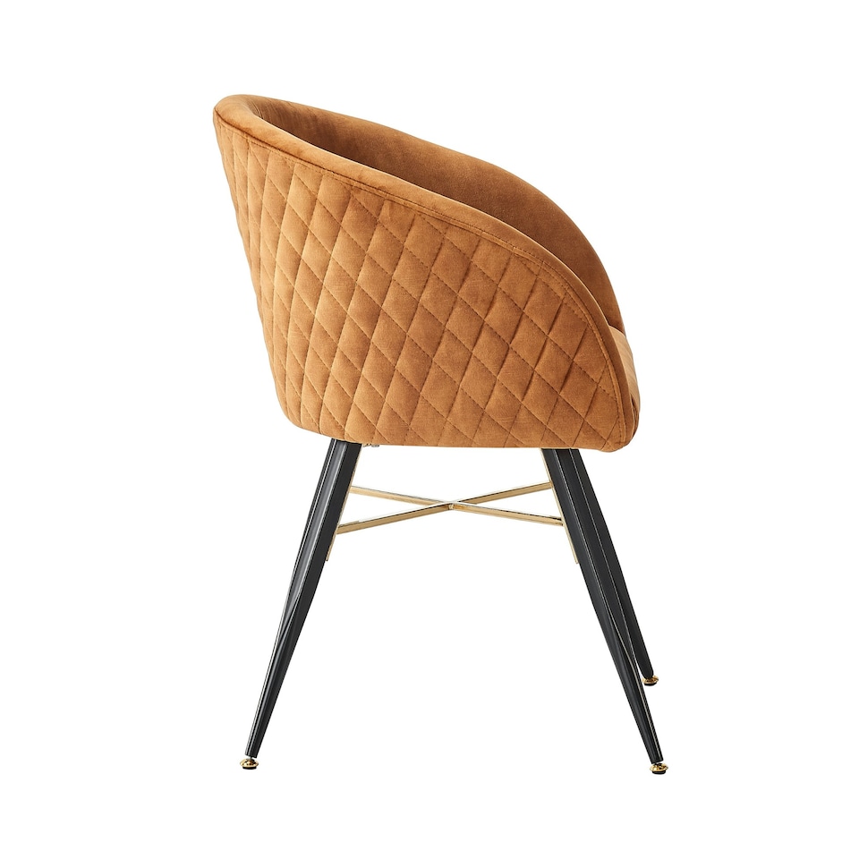 image 1 of Single Vittorio Velvet Dining Chair with Black Metal Legs, Quilted Design Modern Accent Chair | Yellow