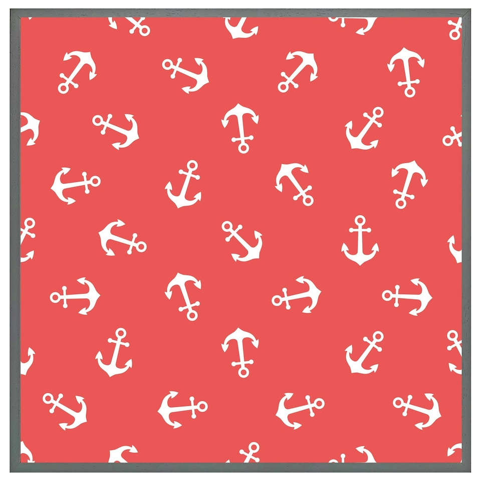 image 1 of Anchors on red background (Picutre Frame) Brown | Oak | M