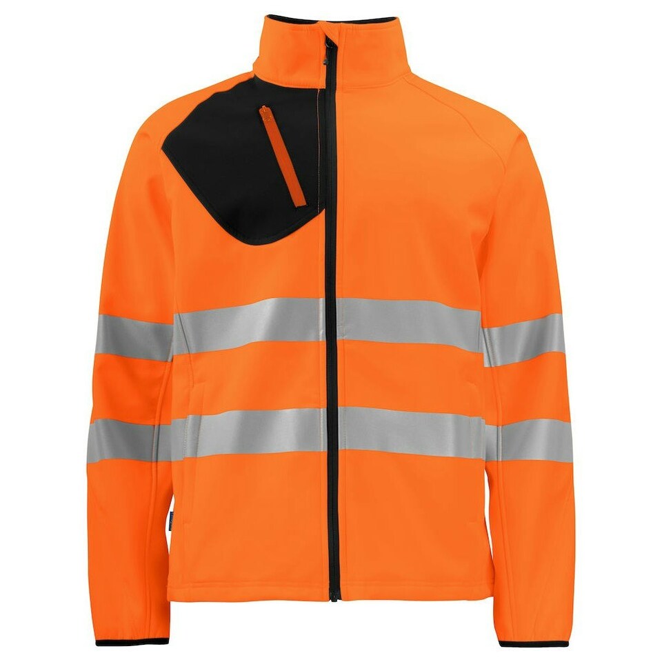 image 1 of Projob Mens Hi-Vis Soft Shell Jacket - Orange/Black - M