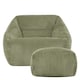 image 3 of Natalia Large Beanbag and Pouffe Set Corduroy Sage Green | Green | Green | XL | 2