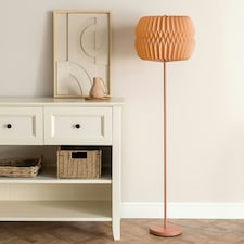 ValueLights Bett Pink Floor Lamp with Pink Origami Drum Shade