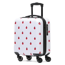 Flight Knight Carry On Suitcase - 8 Wheel TSA Lock USB Port - Anti Crack Case Hard Luggage Approved for easyJet, Jet2, BA White | White/Red Ladybird | Cabin Bag