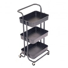 Oypla 3 Tier Black Household Kitchen Bathroom Storage Trolley Cart Shelf Black