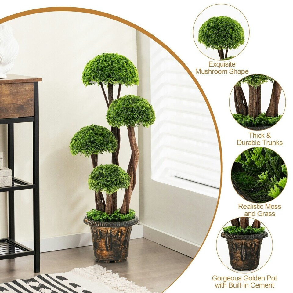 image 1 of COSTWAY 90 cm Artificial Tree Decor Topiary Ball Plant Green | One Size