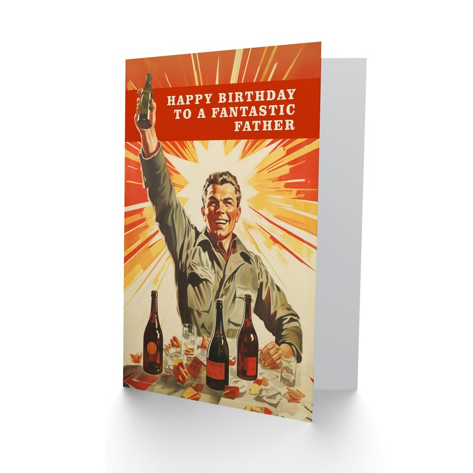 image 1 of Fantastic Retro 1950S Style Beer Wine Lover Father Birthday Card