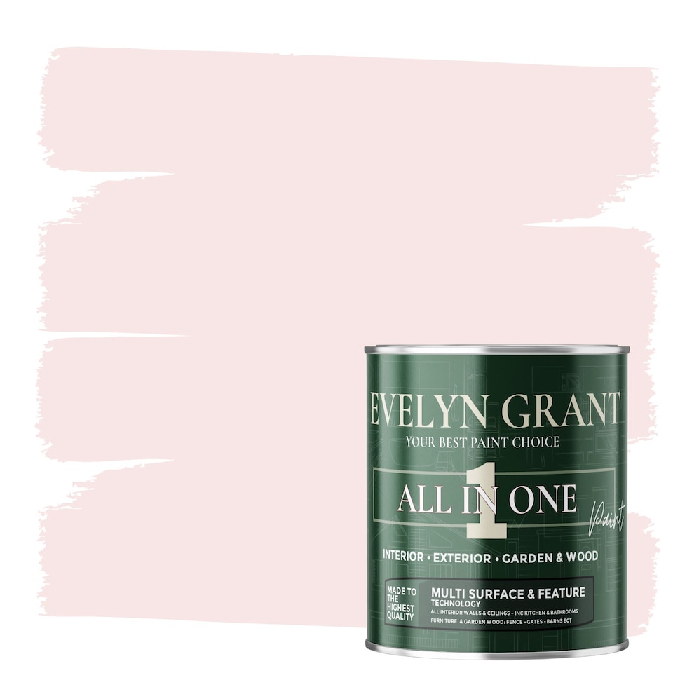 image 1 of EVELYN GRANT All-in-One Paint & Primer - Multi-Surface for Walls, Wood, Interior & Exterior - Blush Pink - 5L - Matt