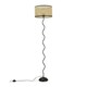 image 2 of ValueLights Black Metal Wavy Stem Floor Lamp with a Natural Cane Wicker Black Trim Shade - Bulb Included
