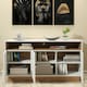 image 4 of White and Oak Sideboard 155cm – Modern Cabinet with Open Shelf | White