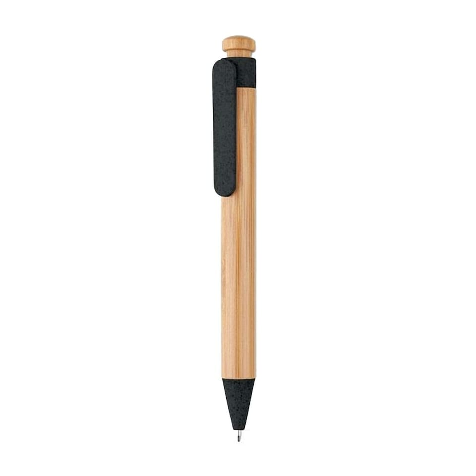 image 1 of MidOcean Toyama Bamboo & Wheat Straw Ballpoint Pen - Black - 14cm x 1.2cm