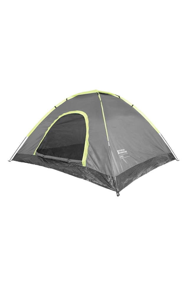 image 1 of Mountain Warehouse Festival Fun 4 Man Tent Water Resistant Camping Accessory | Grey | One Size