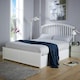 image 3 of White King Ottoman Bed Frame with Storage Space Upholstered Fabric Modern Style