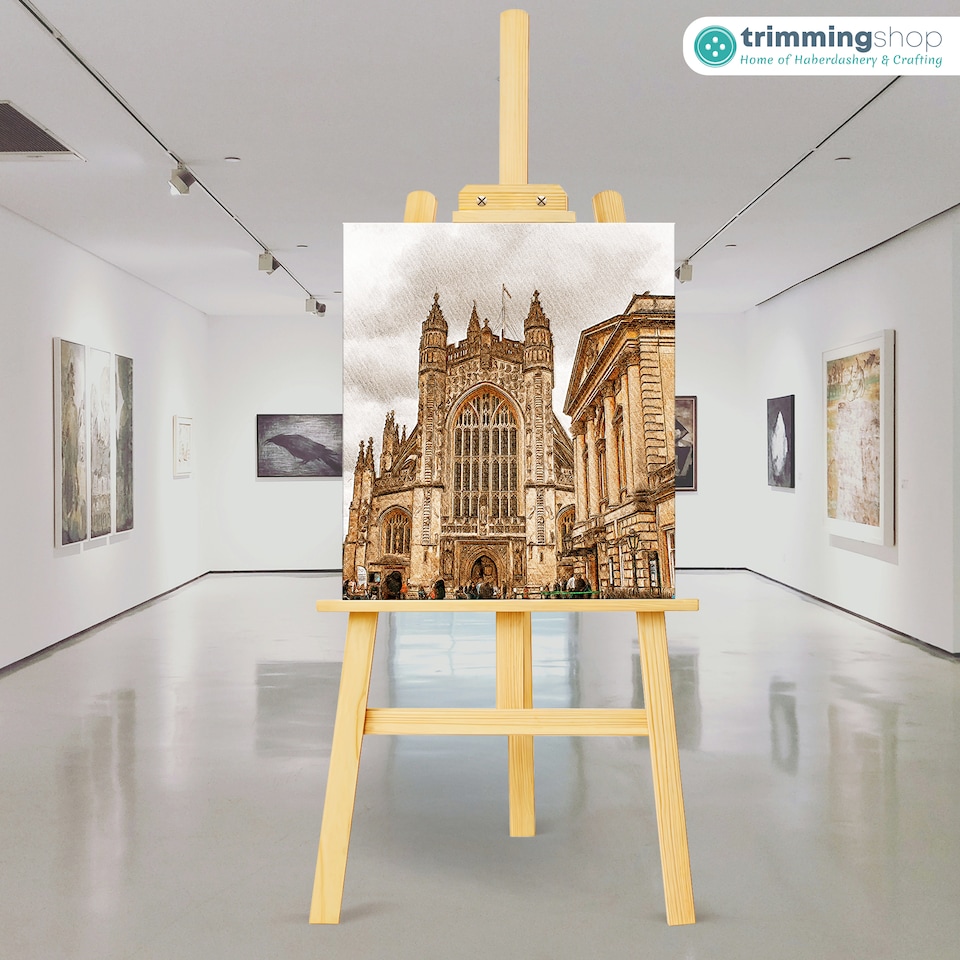image 1 of 1.5m Adjustable A-Frame Studio Easel, Natural Pine Wood Folding Stand