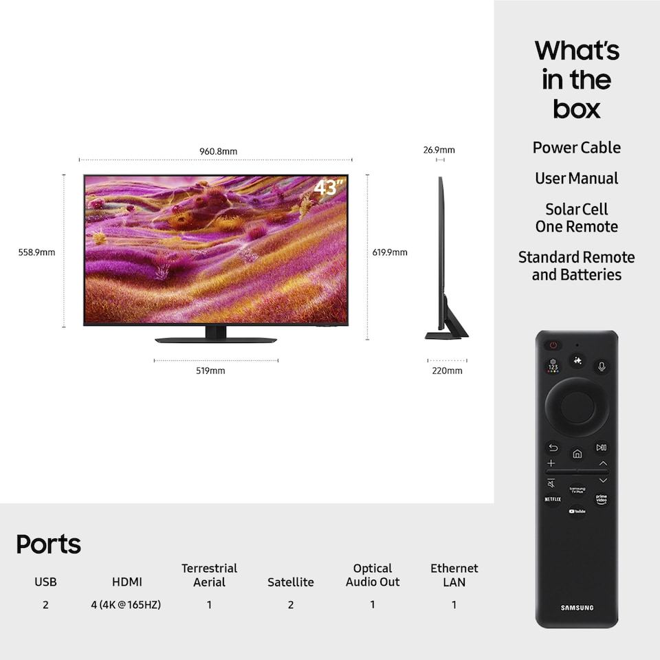 image 1 of Samsung QE43QN93F 43 Inch QN93F 4K Neo QLED AI Smart TV