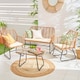 image 5 of Neo Natural 4 Piece Wicker Bamboo Style Garden Sofa, Table & Chairs Set