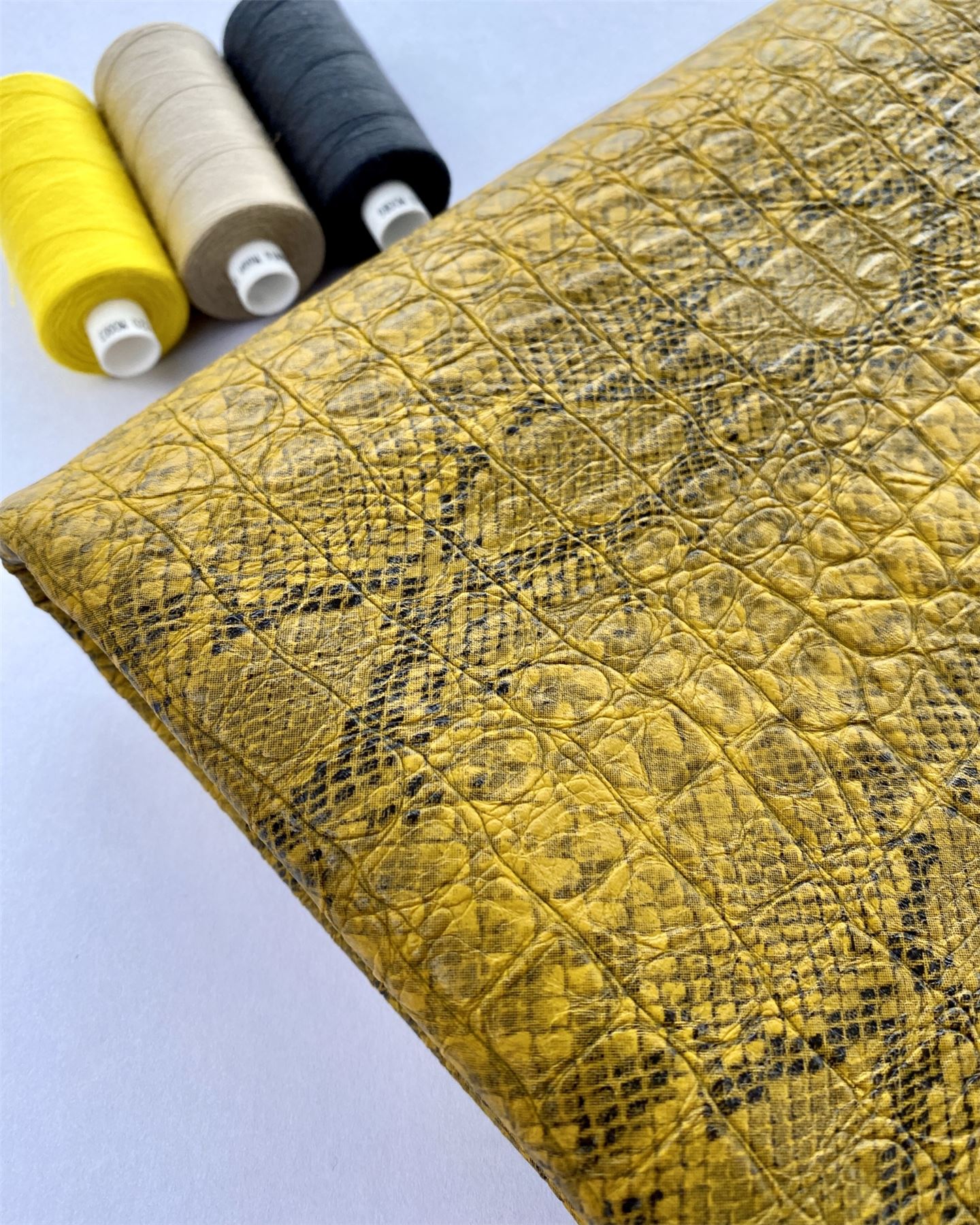 John Louden Gold Snakeskin Faux Leather Bag Making Fabric, 140cm / 55" Wide - per metre