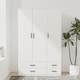 image 3 of 3 Door 4 Drawer Wardrobe With Hanging Rail And Storage Shelf | White | White Carcass & Door | 1