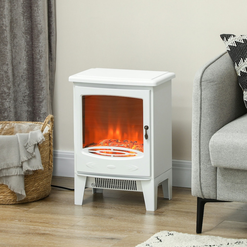 image 1 of HOMCOM Electric Fireplace Freestanding w/Realistic Flame Effect, White