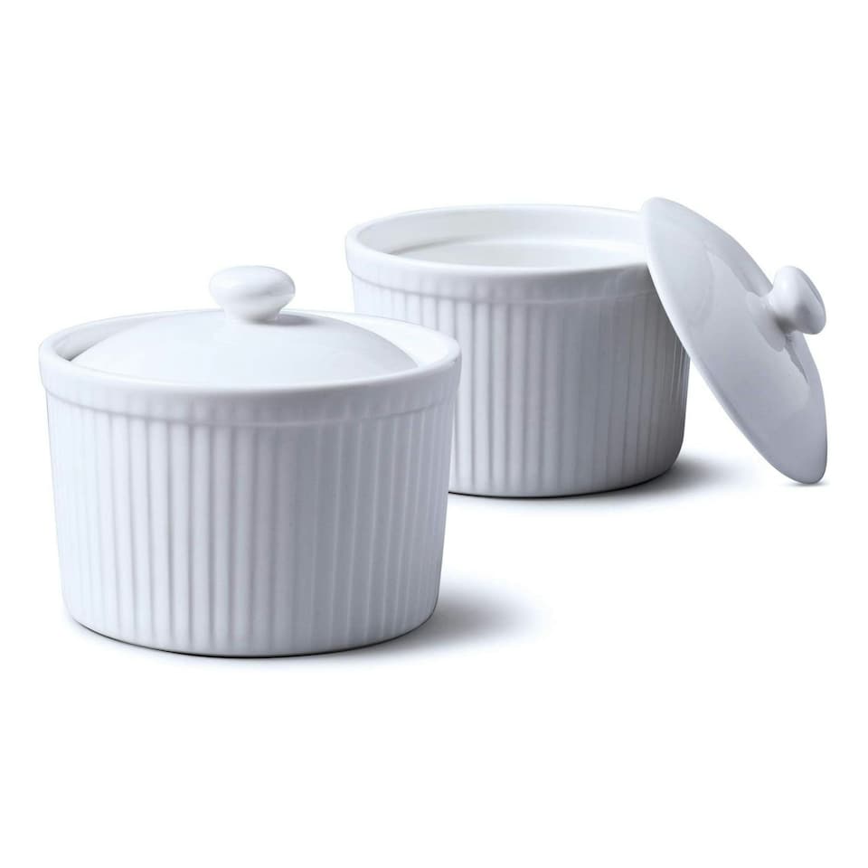 image 1 of Porcelain Ramekin with Lid (9cm), Set of 2 | Multi | 2