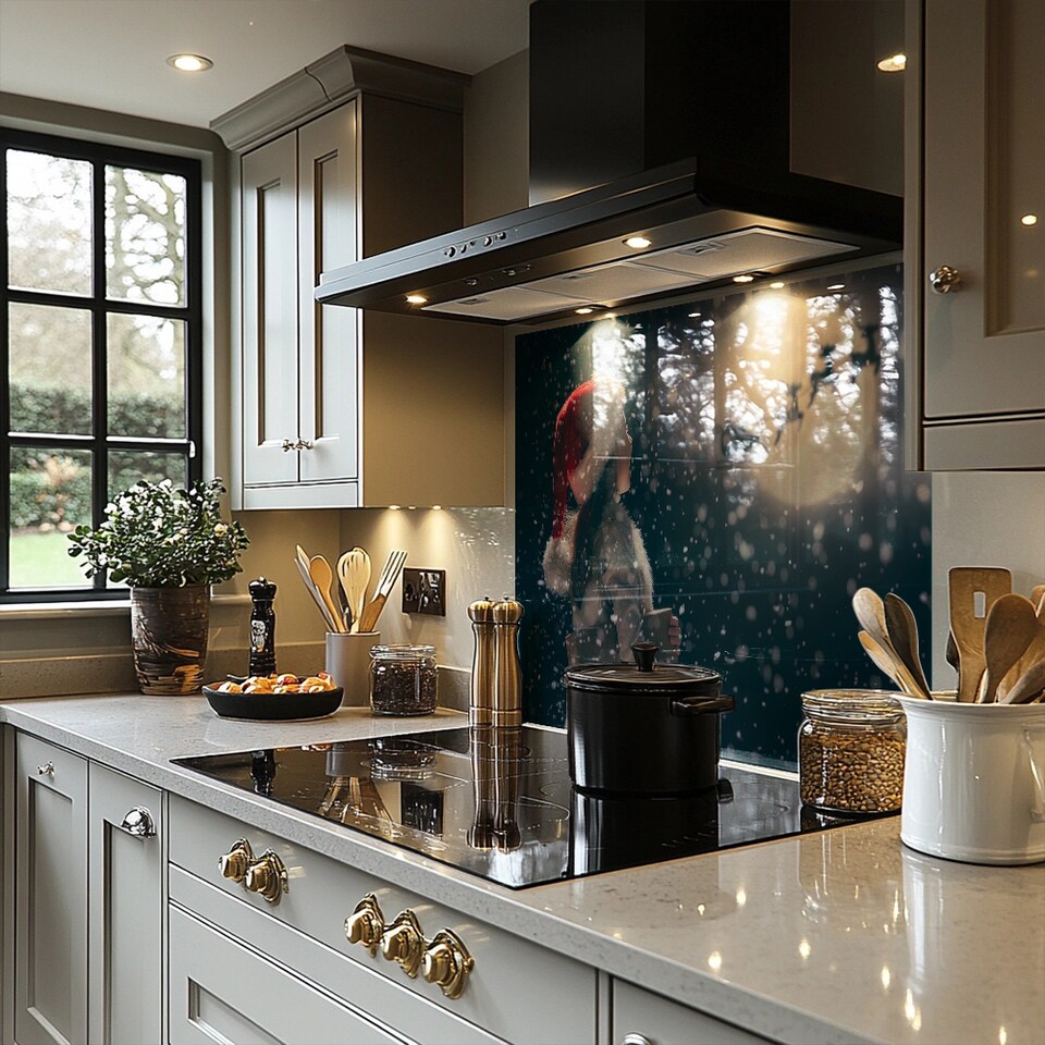 image 1 of Kids Enjoy The Holiday Dining Splash Back | White