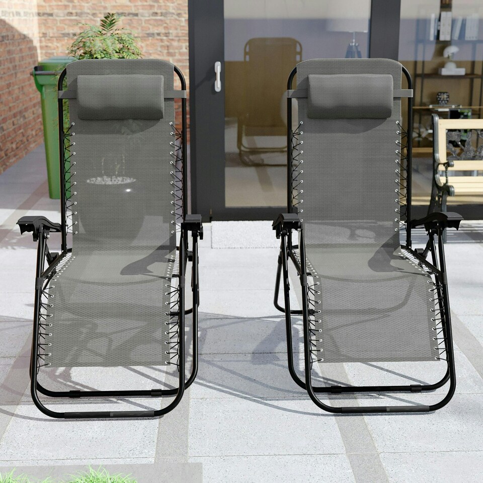 image 1 of Garden Vida Set of 2 Zero Gravity Chairs - Grey