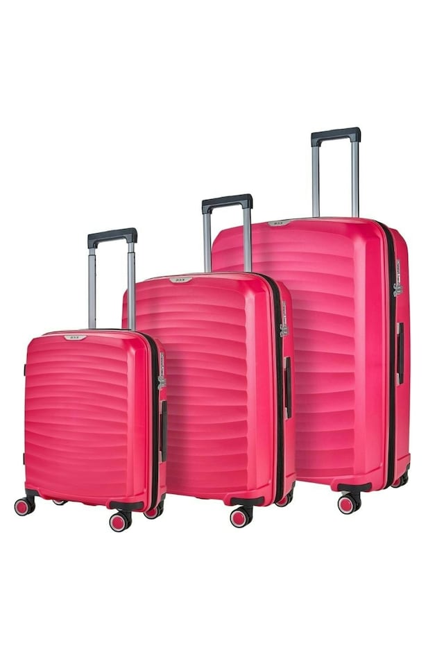 image 1 of Rock Sunwave 3 Piece Set Suitcases Pink | Pink | Large