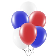 Red White And Blue Biodegradable Latex Balloons 23cm / 9 in - Pack of 30