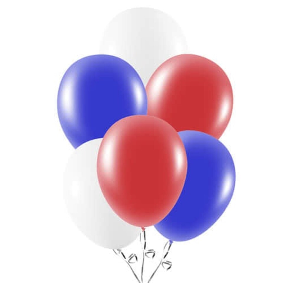 Red White And Blue Biodegradable Latex Balloons 23cm / 9 in - Pack of 30