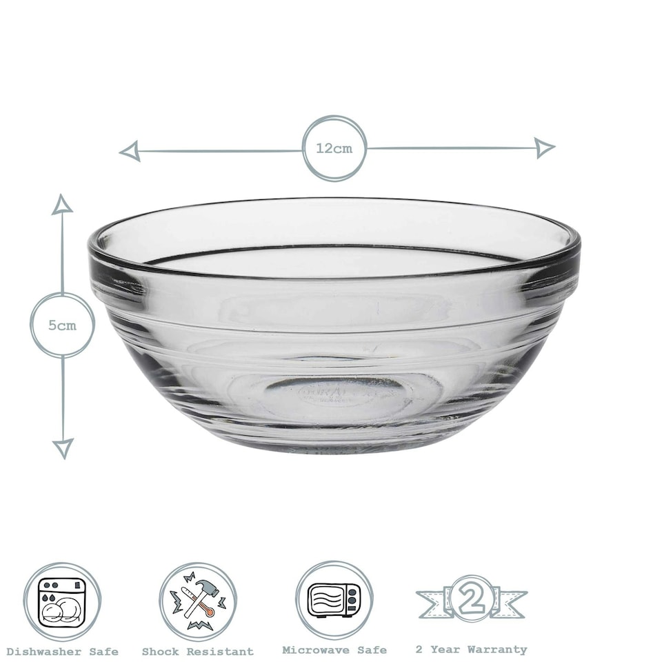 image 1 of Duralex Lys Stacking Glass Cooking / Ingredients / Food Bowl - 12cm Clear