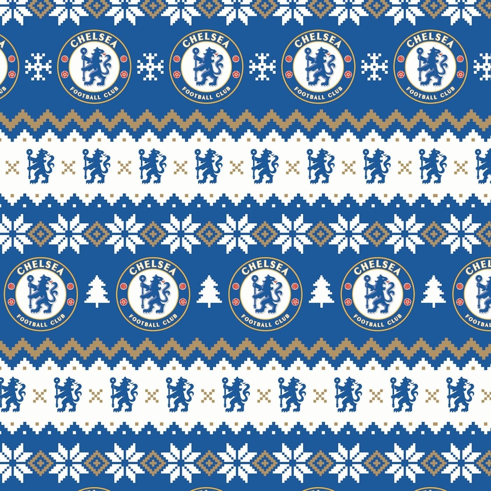 image 1 of Chelsea FC Christmas 2 Sheets & 2 Tags Gift Wrap