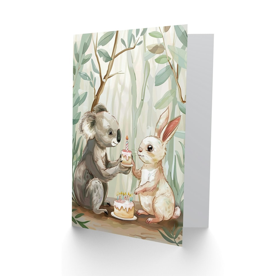 image 1 of Bunny Cake Girl Boy Kids Rabbit Daughter Son Birthday Card