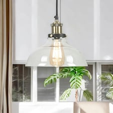 Industrial Antique Brass Effect Glass Light Shade Clear