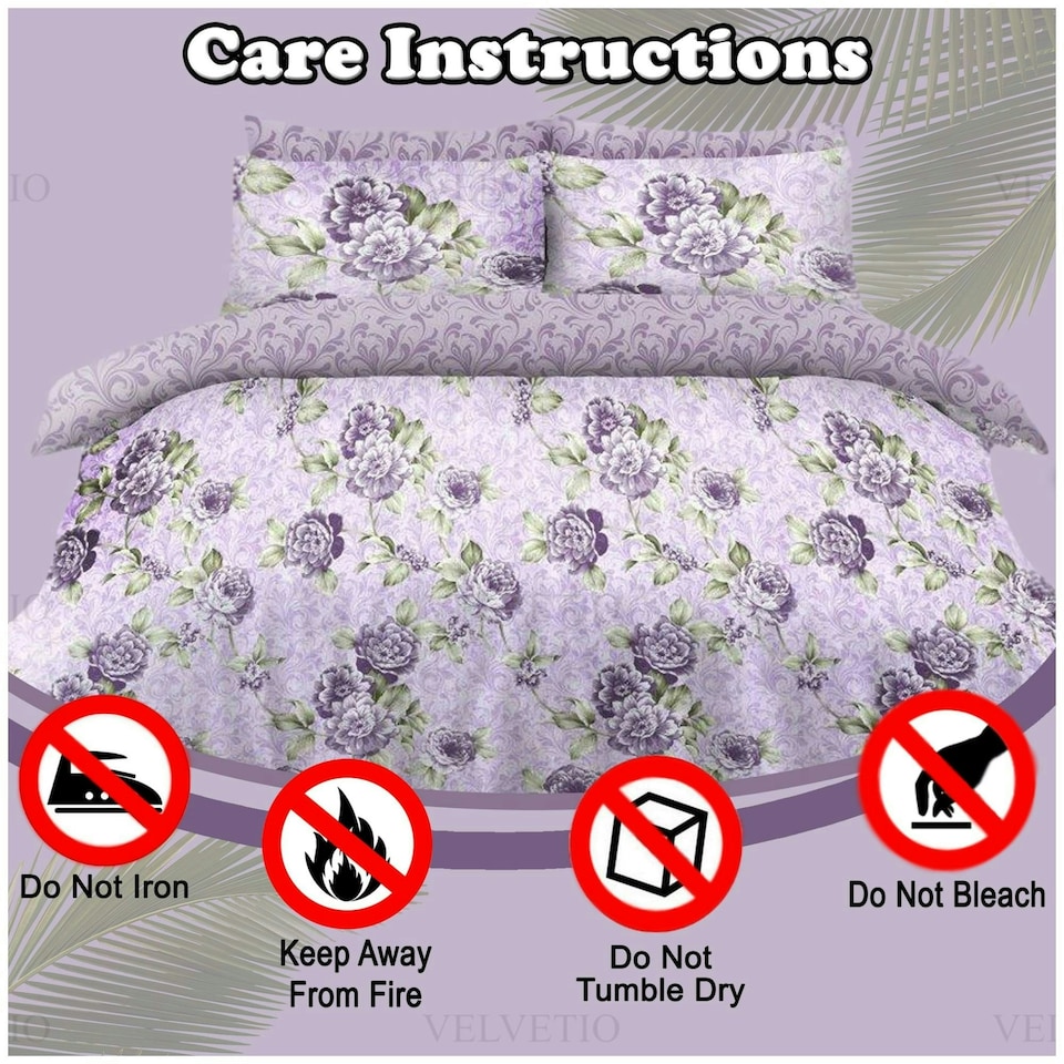 image 1 of VELVETIO Jessica Complete Duvet Cover Set with Fitted Sheet Luxury Bedding Quilt Purple | Single